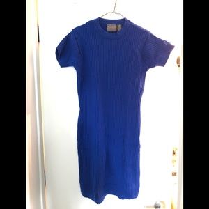 Donated. Vintage 100% Wool Blue Ribbed Knit Dress